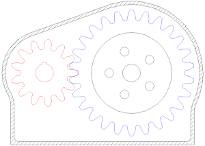 Gear reduction, shows how different gear ratio has different output.