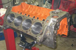 Bare block of a V8 engine